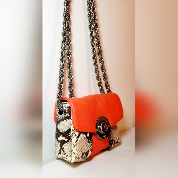Henri bendel orange and snakeprint small crossbody shoulder bag - Picture 4 of 9